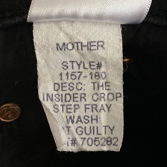 Mother Denim The Insider Crop Fray Not Guilty Jeans 27 x 25 Black Wash Raw Hem - Picture 4 of 6